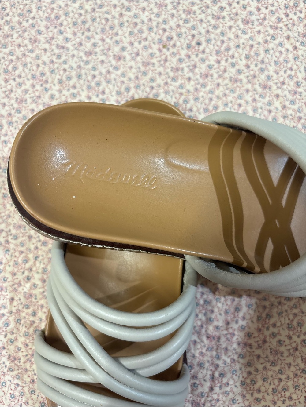 Madewell Tan Footbed Sandals with Light Gray Strappy Upper - Picture 5 of 6